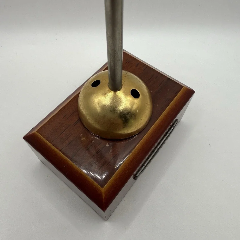 Vintage TOLEDO Spanish Damascene Brass Cocktail Mini Sword Picks Wood Stand ONLY